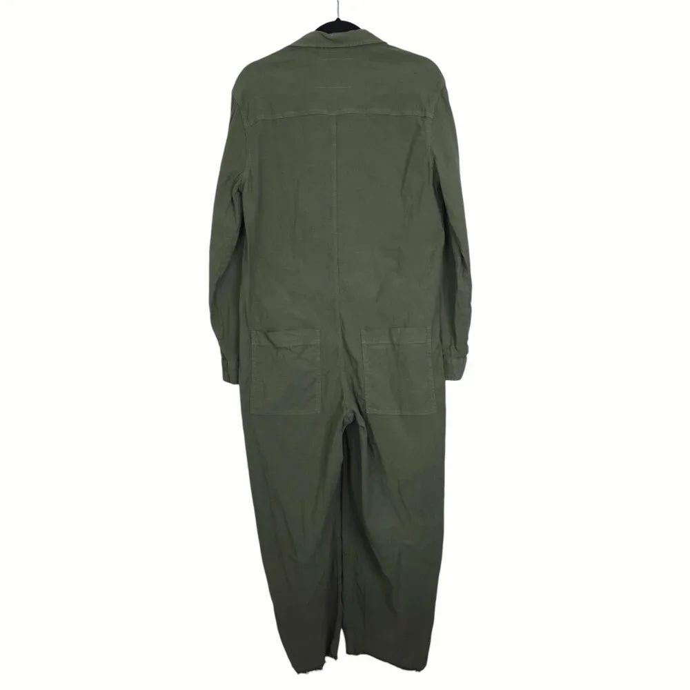 Frank & Eileen Northern Ireland Jumpsuit Army Green Italian Linen‎ Size M